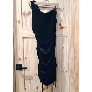 House Of Harlow 1960 Velvet One Shoulder Dress Ruched Cinched Tie Sides Size S